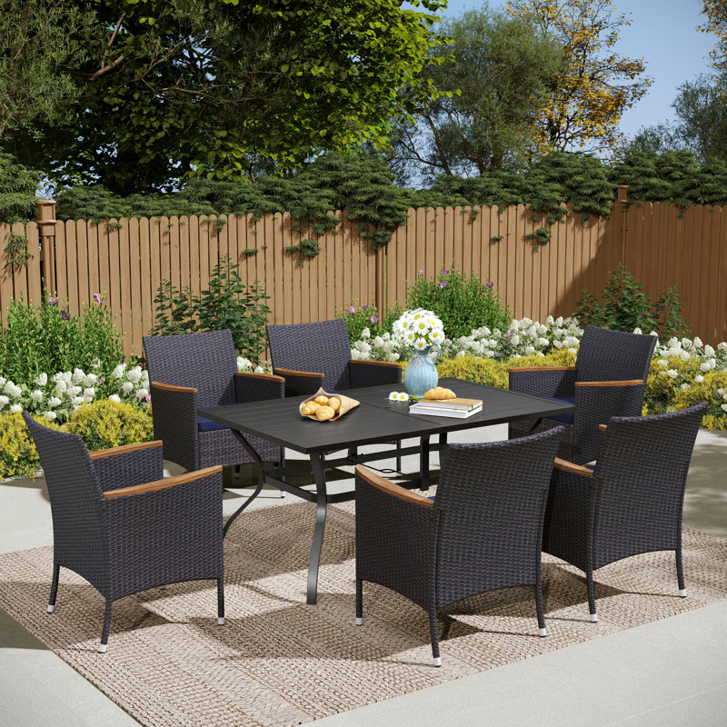 6 - Person Metal Patio Dining Set With Rectangular Table