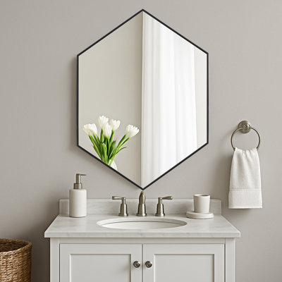 Modern Metal Framed Hexagon Wall Mirror