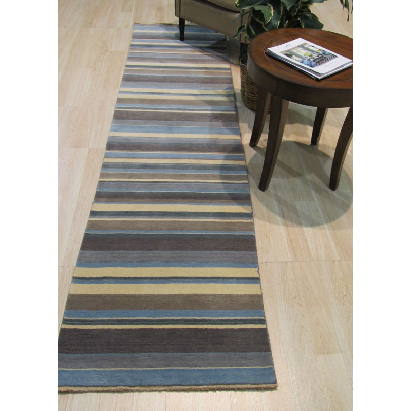 Galeana Blue Handmade Area Rug, Runner 2' x 10'