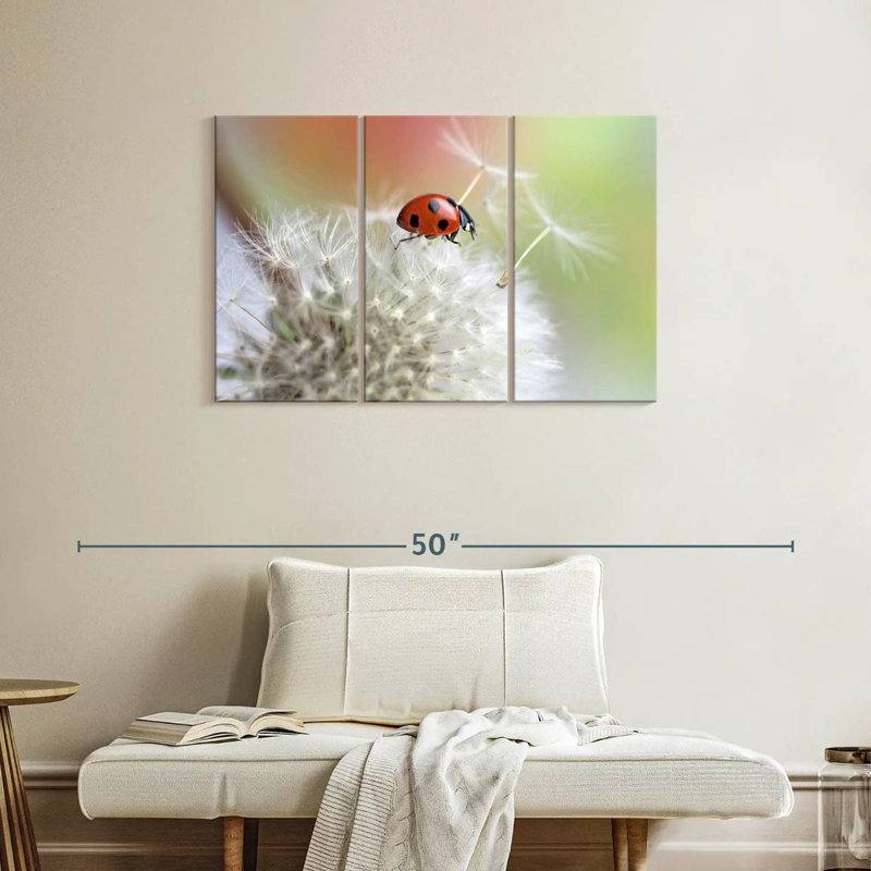 Harnek coccinelle sur pissenlit, H 24 po x l 38 po