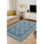 Tapis bleu tissé à motif floral lavable Mosso-1341792899