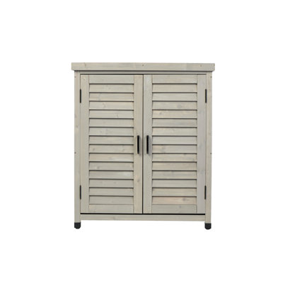 Grey 31X17x36'' Potting Bench With Storage Cabinet - Crafted From Hemlock For Outdoor Patio Garden Metal Table &