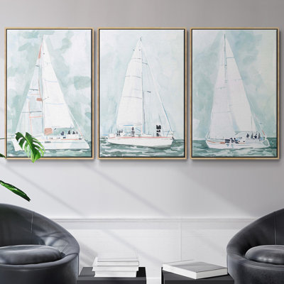 " Soft Sailboat II " 3 Piece Art Oil Set