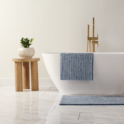 Pinstripe Cotton Bath Mat