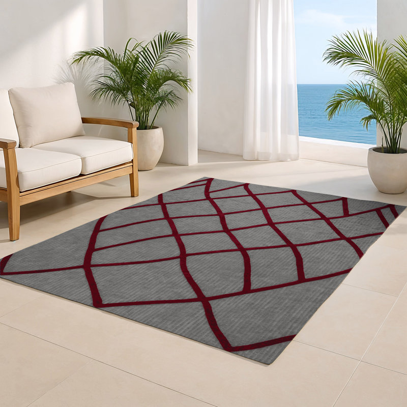 Tapis gris intérieur et extérieur Trellis, Rectangulaire 2 pi x 3 pi