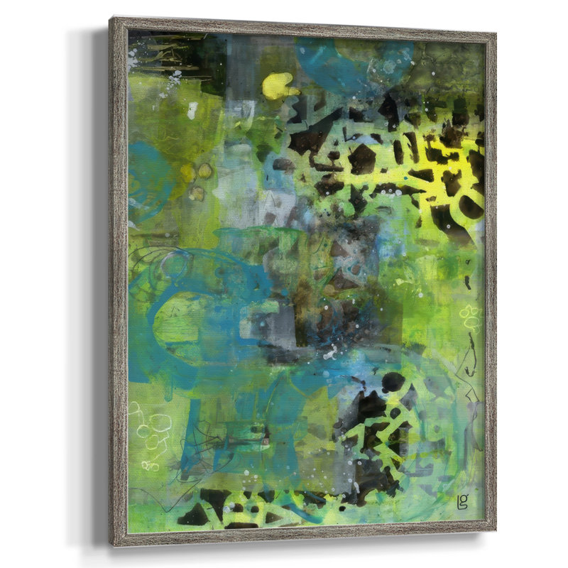 Alphabet Soup, reproduction abstraite encadrée - bois massif, H 11 po x l 9 po