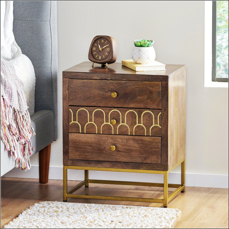 3 - Drawer Nightstand , Brown