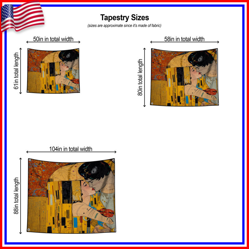 Tapisserie murale abstraite couple romantique - décoration murale romantique, 68in H x80in W with 4 Grommets