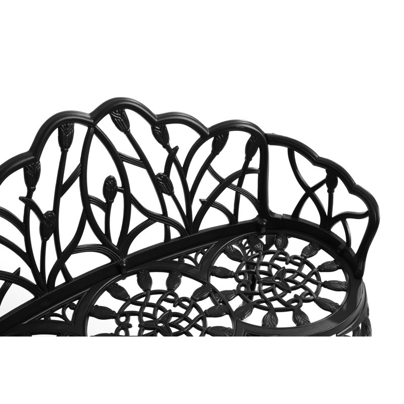 Banc de véranda en fonte d'aluminium noir - Stable, ensoleillé, confortable et chic pour l'extérieur avec siège ergonomique au design élégant