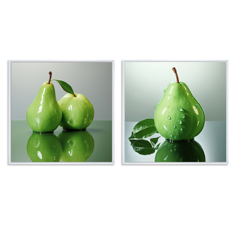 Fruit de poire Pearlescent, Cadre flottant blanc, H 36 po x l 73 po
