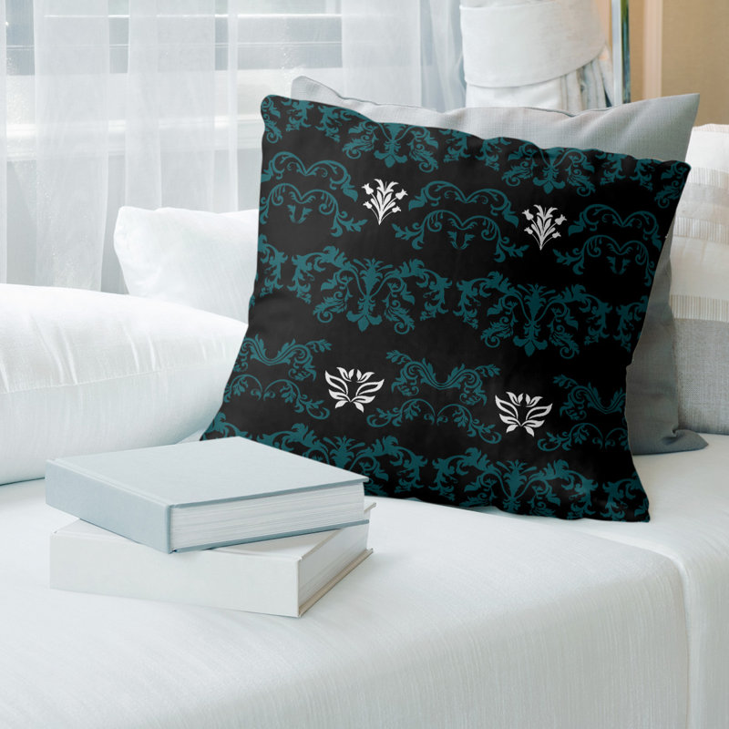 Housse de coussin Philadelphia Football Baroque, 18" x 18", Noir / bleu sarcelle / blanc, Polyester sergé