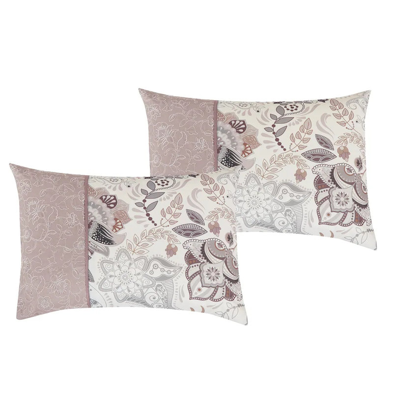 Ensemble d'édredon 7 pièces à motif floral cachemire, Édredon de très grande taille et 6 pièces suppl