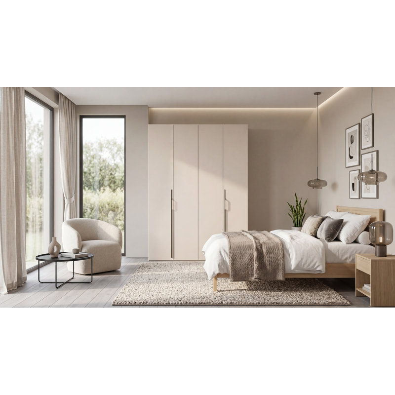 4 Door Laminate Wardrobe, 170, CASHMERE