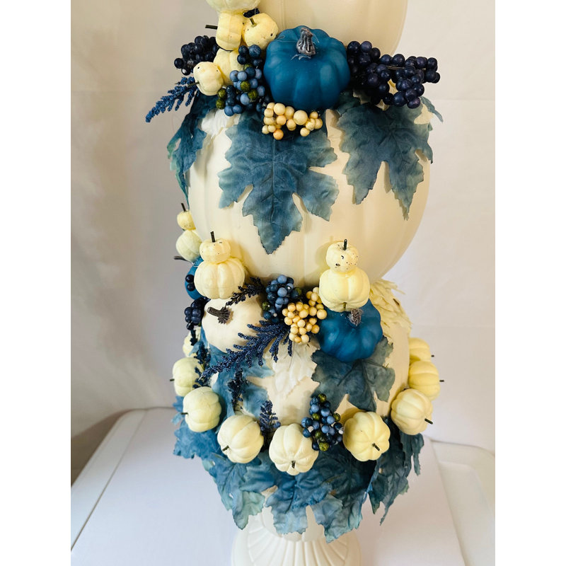 Topiaire citrouille bleue et blanche