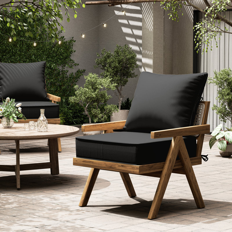 Outdoor Deep Seating Cushion Set Indoor And Outdoor Seat / Back Cushion, Black, 19" W x 19" D