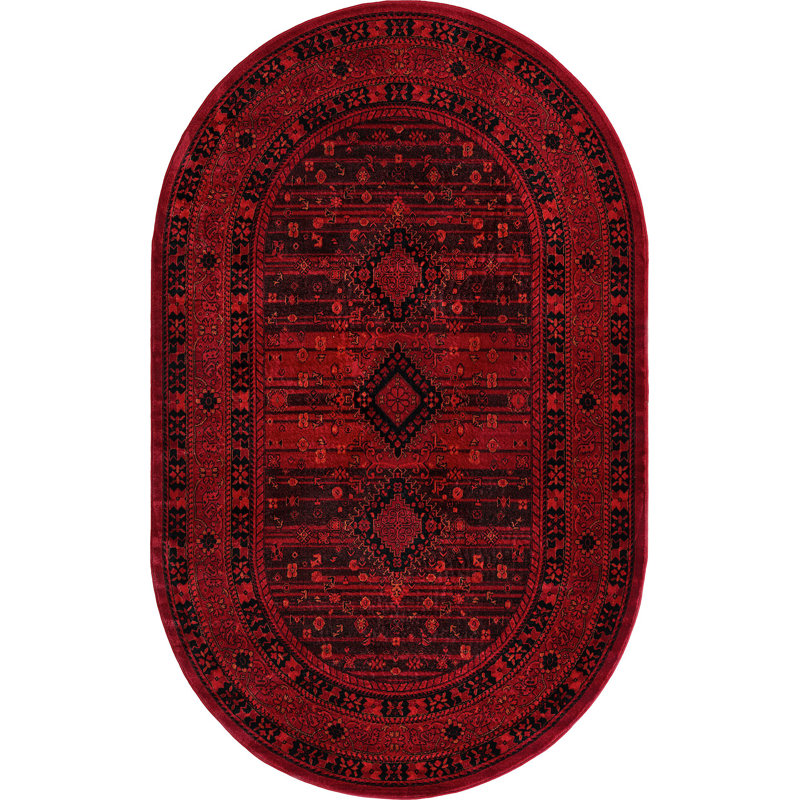 Tapis oriental en mélange rouge, Ovale 5 pi x 8 pi