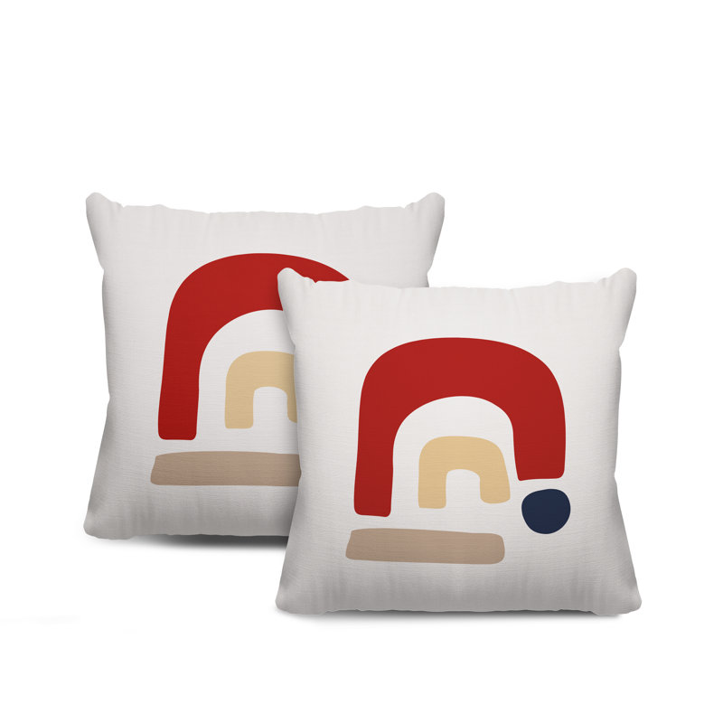 Jeté carré en polyester / mélange de polyester intérieur / extérieur, L 15 po x H 15 po, Rouge
