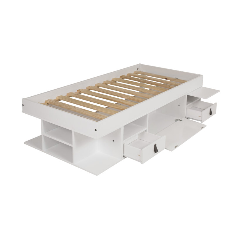 Solid Wood Lift Up Storage Bed, White