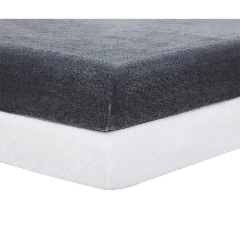 Drap-housse pour lit de bébé Micropeluche, Bleu / blanc avec lune et étoiles