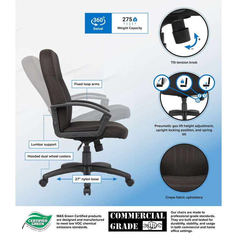 Polyester Blend Executive Chair, Black