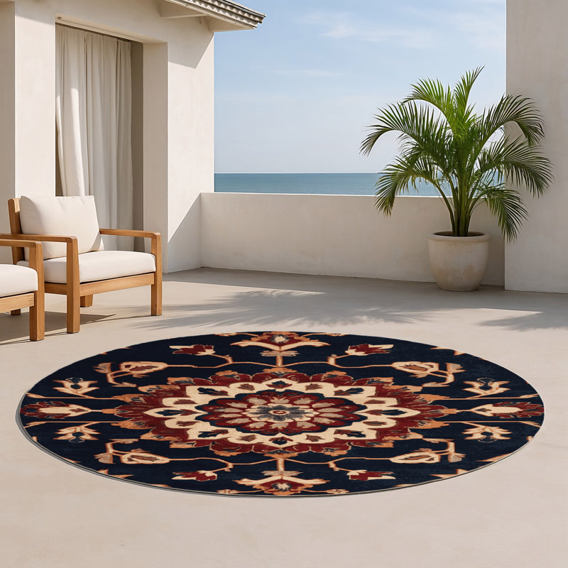 Tapis turc intérieur et extérieur mauve, Rond 5 pi