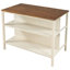 Îlot de cuisine 45 po en bois massif avec table de préparation en bois d'hévéa et 2 tablettes ouvertes pour petits espaces