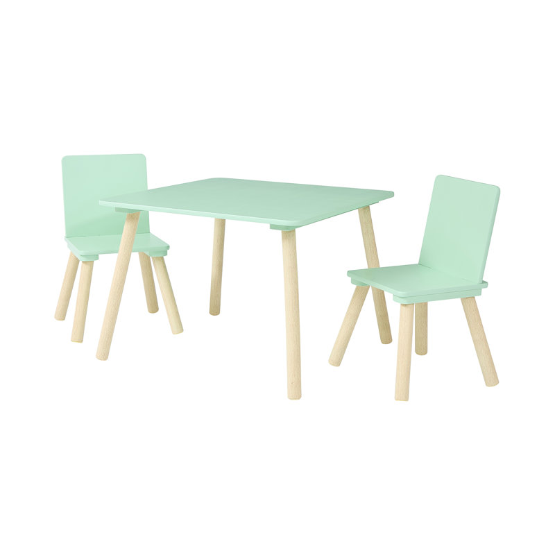 Kids Table and Two Chairs Set, Green