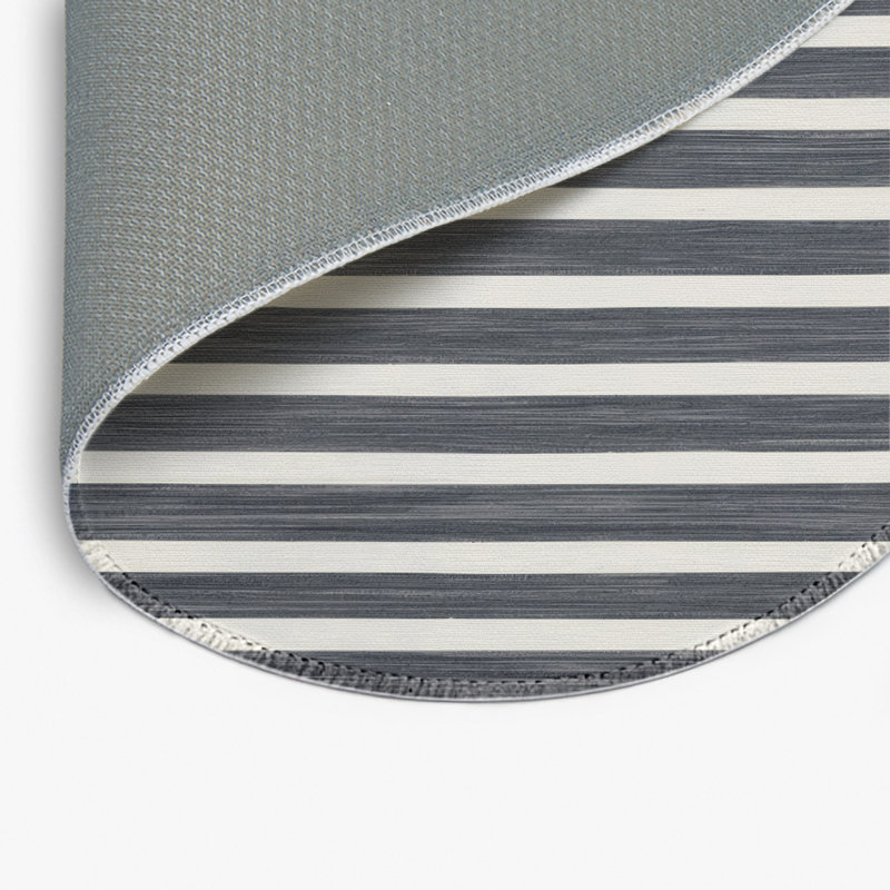 Tapis intérieur / extérieur gris HorizontalStripes, Rond 5 pi