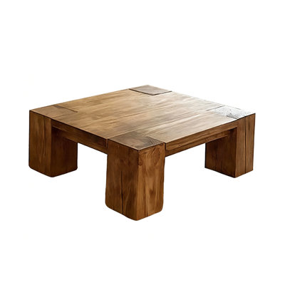 Retro Brown Solid Wood Rectangular Coffee Table
