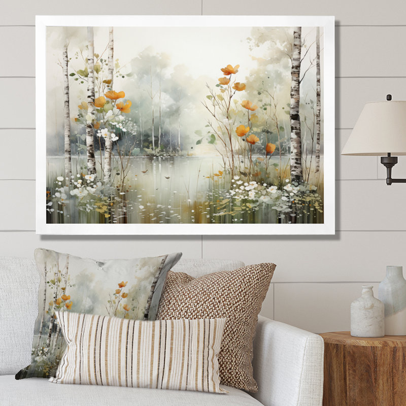 Binimal minimalisme forêt bois I - impressions sur toile forêt, H 30 po x l 40 po x P 1,5 po, Cadre simple blanc