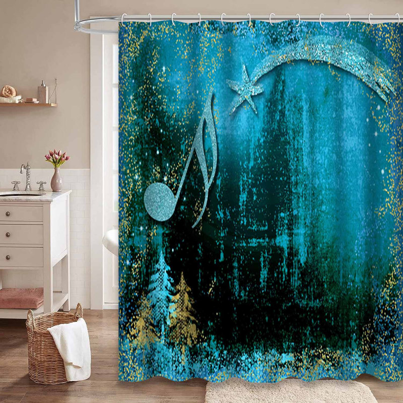 Rideau de douche bleu imperméable, rideaux de douche pour la salle de bain avec 12 crochets, 72" L x 72" W
