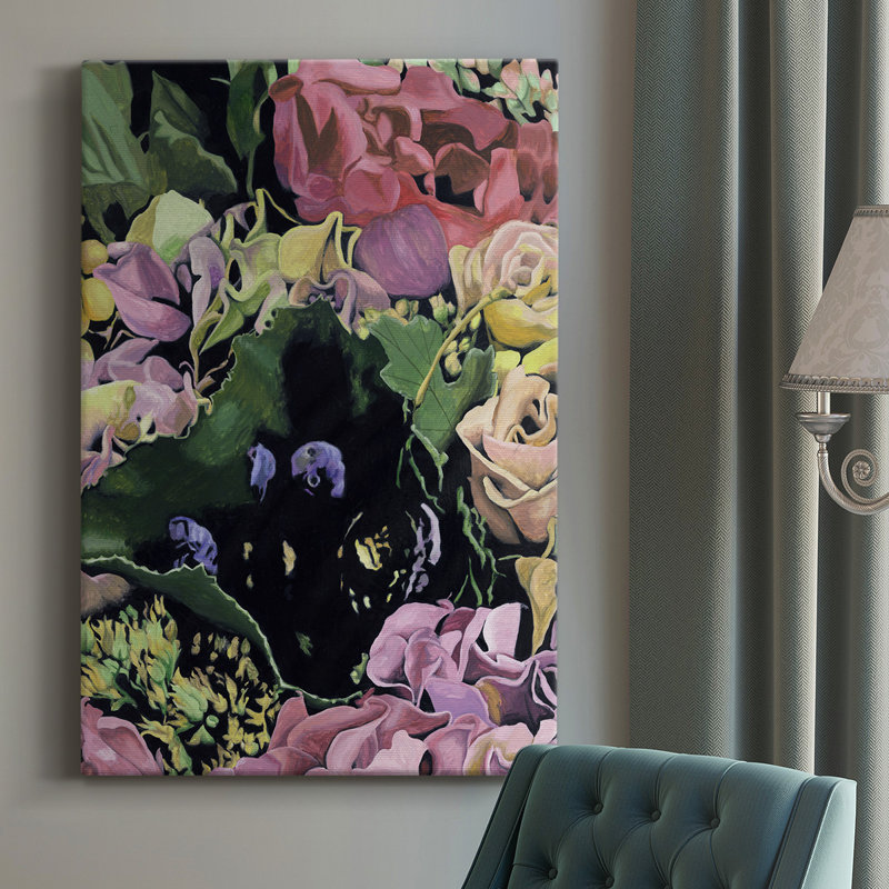 " Floral On Black IV ", 8" W x 12" H