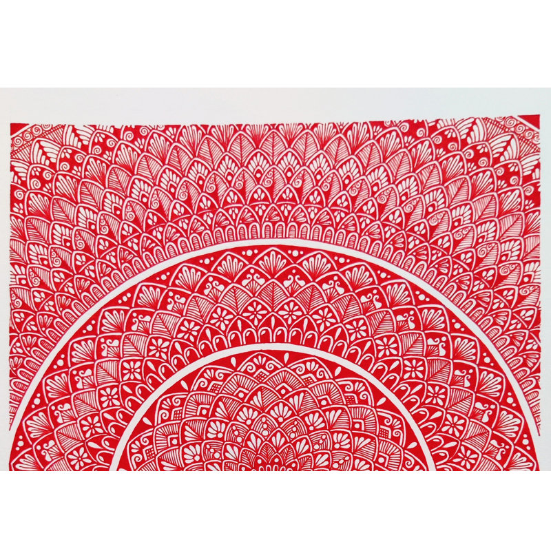 Oeuvre de mandala rouge pleine page | Belle peinture | Par Kirti Sai