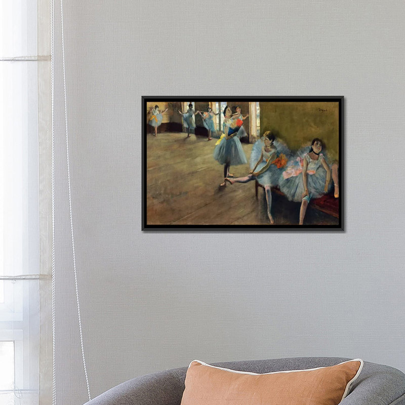 «Dancers» Rail par Edgar Degas, reproduction d'art sur toile, H 18 po x l 26 po x P 1,5 po, Toile avec cadre noir