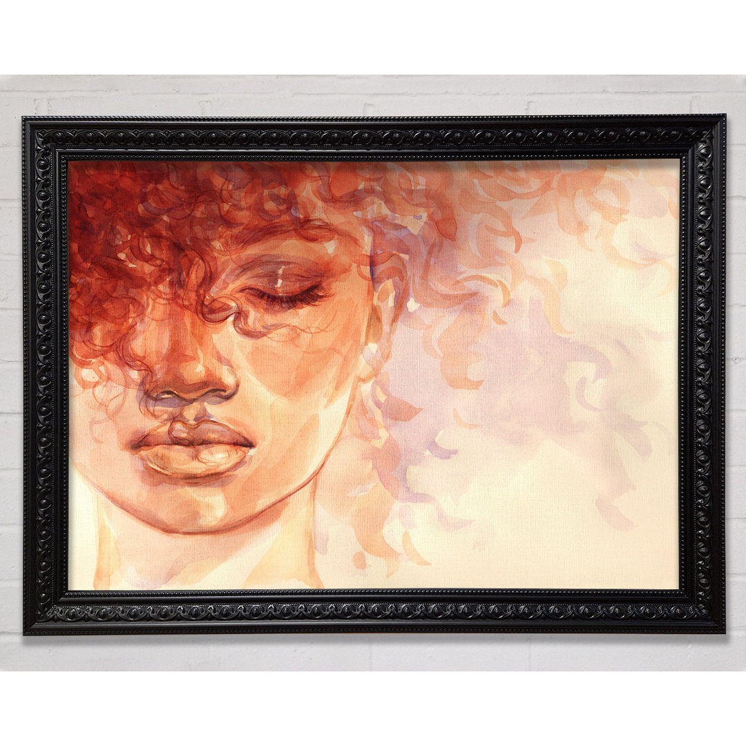 Orange Portrait von Aquarell - Druck