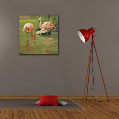 Toile épique Graffiti «Flamingo 2» par Chuck Larivey, 26 po x 26 po