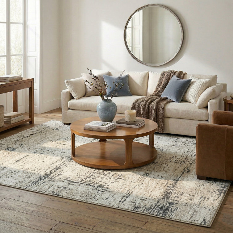 Modern Abstract Performance Ivory/Gray Area Rug
