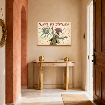 Dance Till You Drop New Year Celebration Canvas Wrapped Wall Art Oil Painting Print Set Of 1