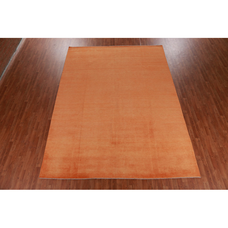 Solid Orange Gabbeh Persian Area Rug 9x12