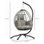 Single Rattan Hanging Egg Chair, with Seat Cushion - Grey
