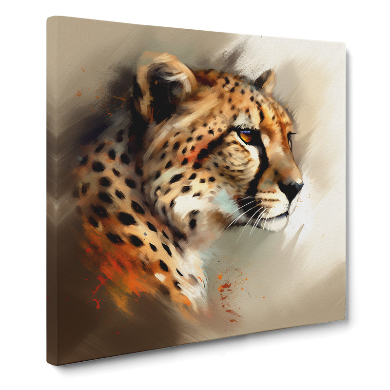 Cheetah Gestural Art No.2 - Wrapped Canvas, 35cm H x 35cm W x 3cm D