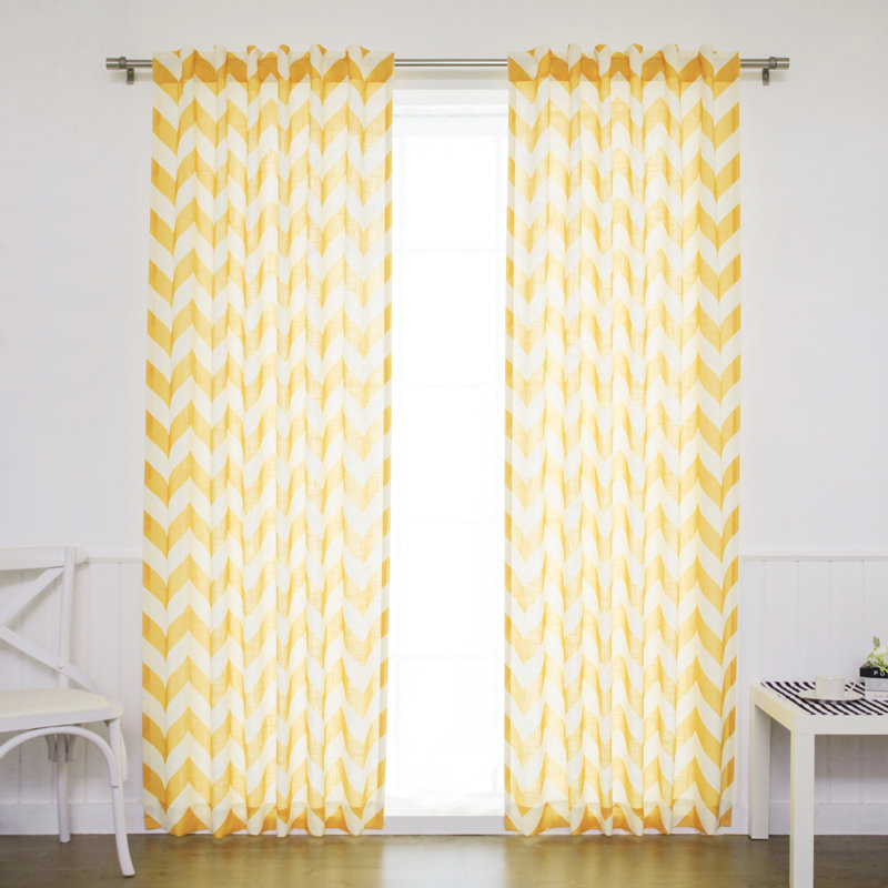 Paire de rideaux transparents avec passe-tringle Dunlap, Jaune, l 52 po x L 96 po