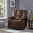 Luxurious Manual Recliner Chair In  Chocolate With Skin-Friendly Fabric And Dual Cup Holders-1570273047