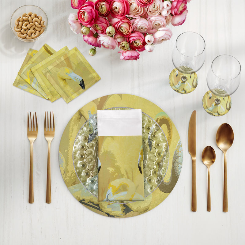 Palm Springs Cotton Sateen Cocktail Napkins, Golden