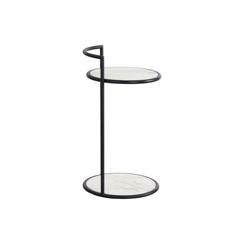 Parga Outdoor Round Side Table, White, Black