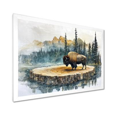 American Bison Into A Summer Landscape I - Bison Wall Art Decor