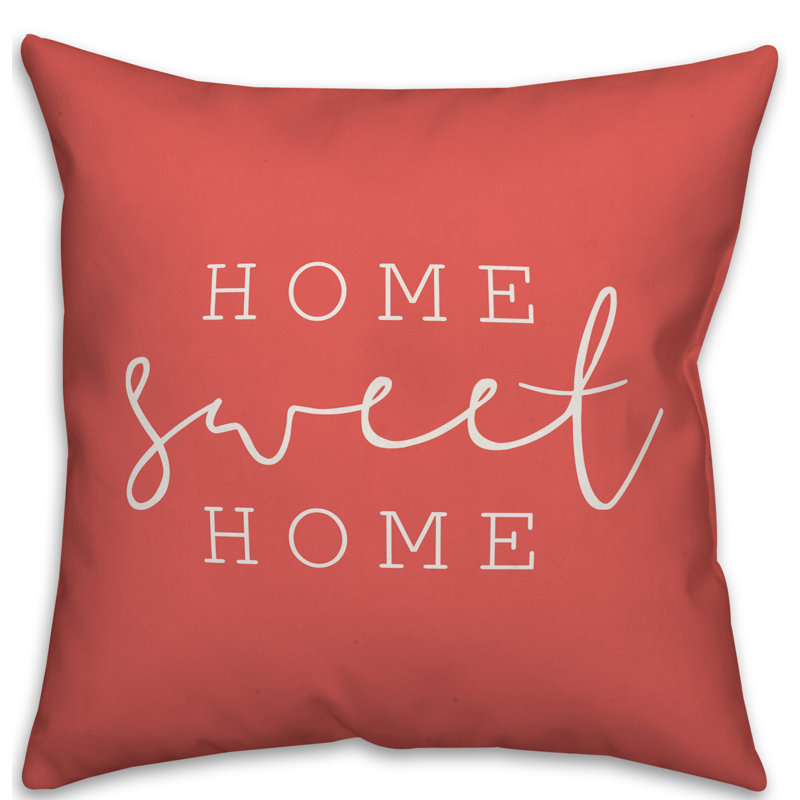  Coussin intérieur / extérieur Home Sweet Home, H 16 po x l 16 po, Corail