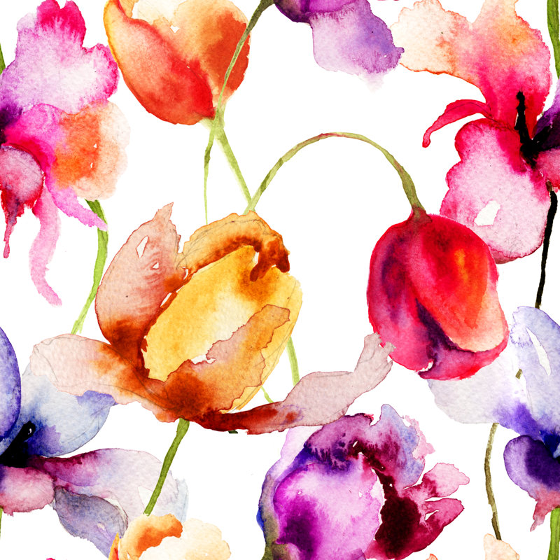 Tulips Flowers by Ateli - Wrapped Canvas Painting, 30cm H x 30cm W