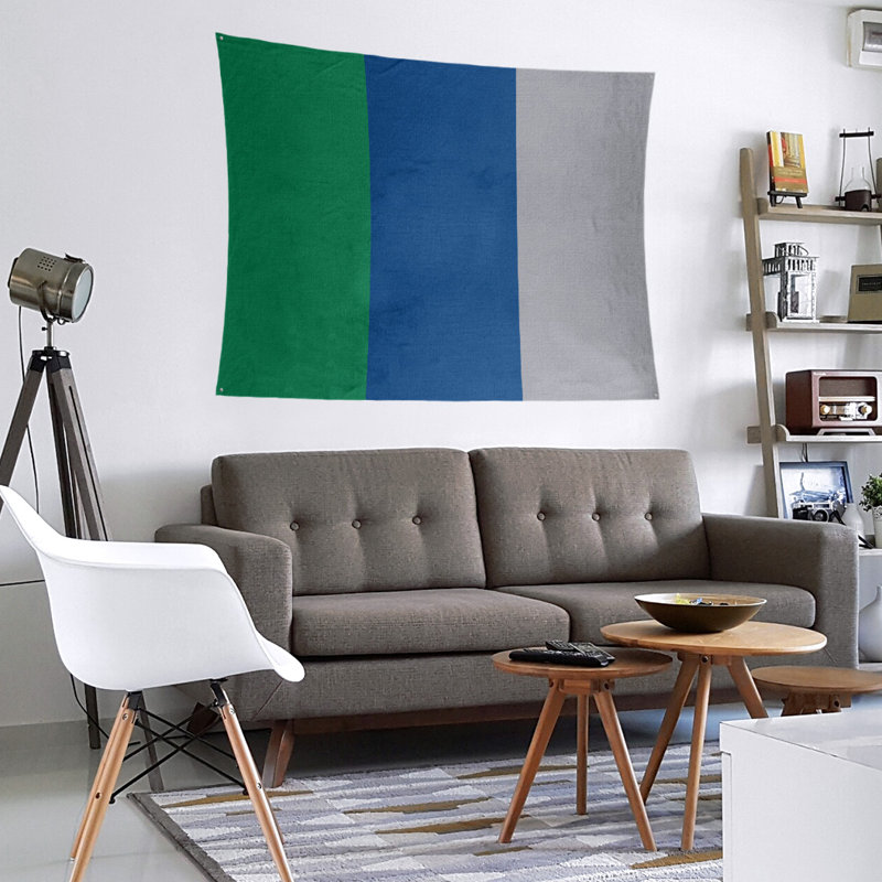 Tapisserie de polyester Vancouver, H 27,5 po x l 37,5 po, Vert / bleu / gris froid
