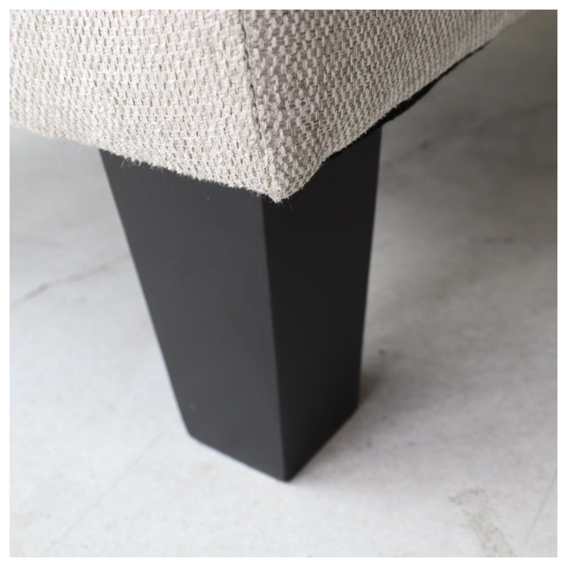 Repose-pieds rembourré en tissu gris clair avec pieds en bois massif pour salon, chambre à coucher et entrée